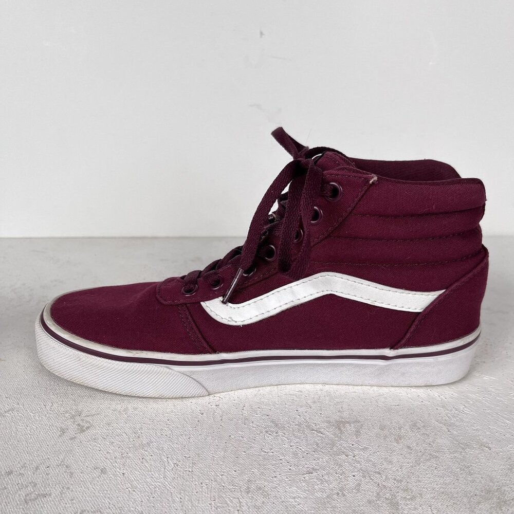 Vans Old Skool Sk8 Womens Canvas Marron White Sneakers Sz 7.5 - Picture 5 of 9